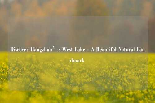 Discover Hangzhou’s West Lake - A Beautiful Natural Landmark